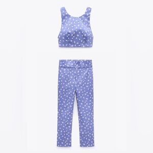 NWT Zara Blue Floral 2 Piece Set Size XS